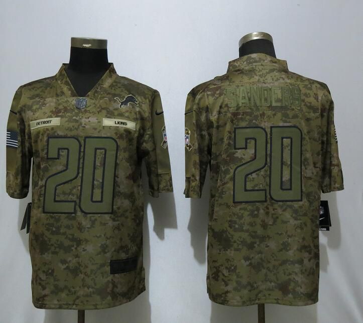 Men Detroit Lions #20 Sanders Nike Camo Salute to Service  Limited NFL Jerseys